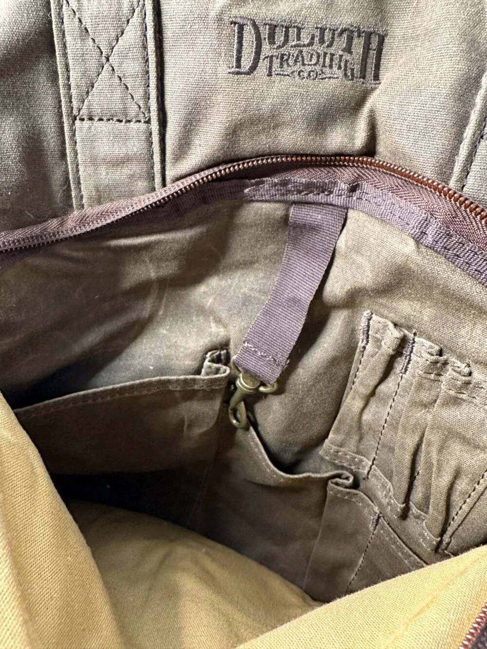Duluth Trading Messenger Tote Brown Canvas Shoulder Bag